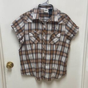 Harley-Davidson Tan and Black Plaid Shirt